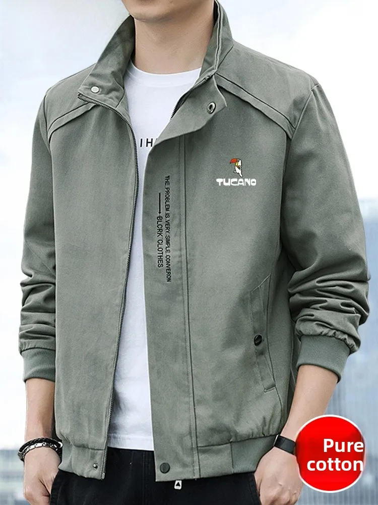 

Мужская куртка из чистого хлопка с флисовой подкладкой и воротником-стойкой, повседневная, весна-осень-зима, новая, теплая, универсальная, рабочая одежда