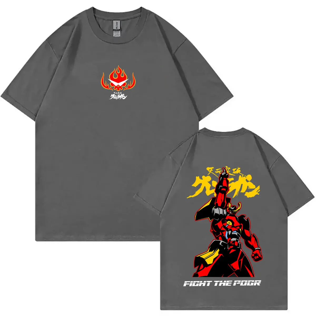 Anime Tengen Toppa Gurren Lagann Simon Graphic T-shirt Men Women Manga Oversized Streetwear Male Cartoon Cosplay T Shirts Tops