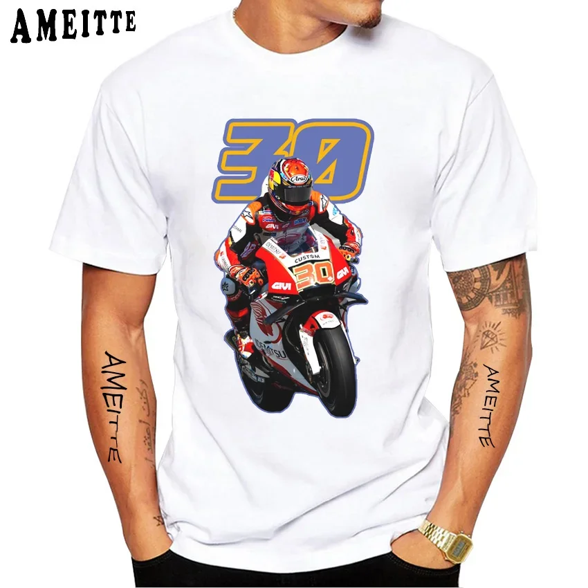 Takaaki Nakagami 30 GP Japan Riding T-Shirt New Summer Men Short Sleeve Boy Casual Tees Ride A Motorcycle Sport White Tops