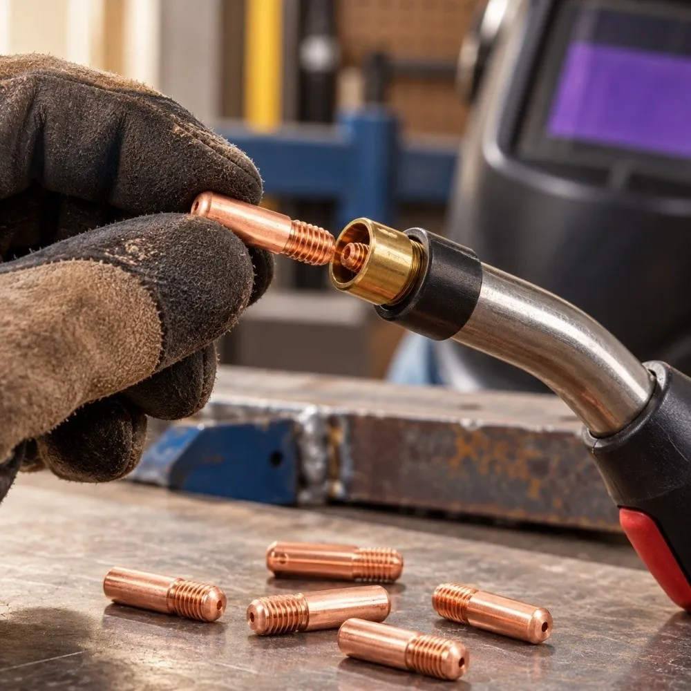 10 Pcs 0.9mm Size MIG Welding Contact Tips Copper Smooth Surface Copper Contact Tips Welding Gun Tips For MIG Welding