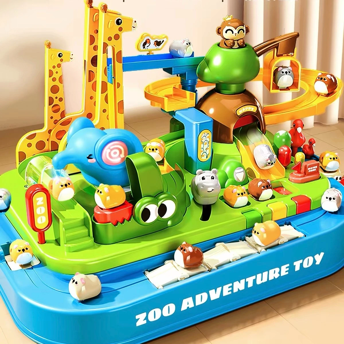 Racing Rail Car Zoo Adventure Track Toys DIY Assembly Animals  Slide Track Race Car Toy Board Game Kids Educational Toy Gift