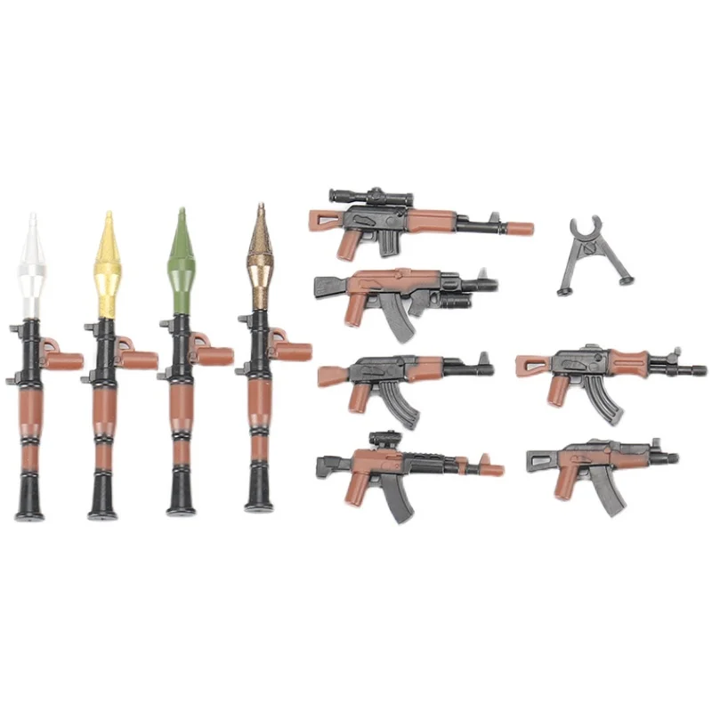 

WW2 Military Weapons AK47 RPG Painting Guns War Scene Army MOC Building Blocks Figures Soldier Bricks Mini Toys for Children