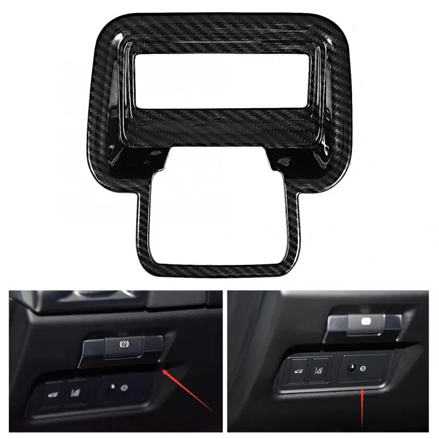 Car Electronic Hand Brake Tailgate Switch Trim Carbon Fiber Texture Fit for Jaguar E-PACE 2018-2019 Automobiles Accessories