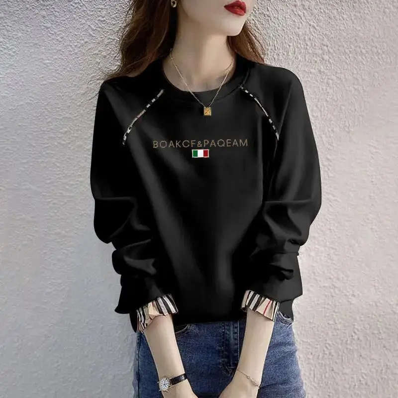 Autumn Casual Cotton Wild Sweatshirt Vintage Letter Print Streetwear Harajuku Y2k Pullover Female Free Shipping Women\'s Clothing