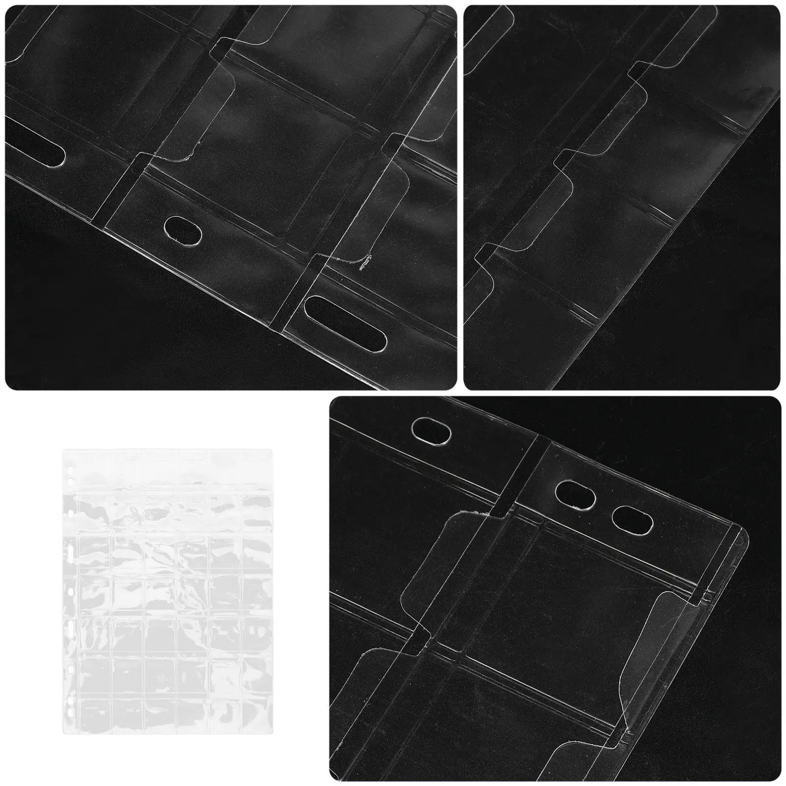 10Pcs Plastic Coin Collection Binder Pages 42-Compartment Transparent Pockets for Coins Stamps Currency Storage Organizing