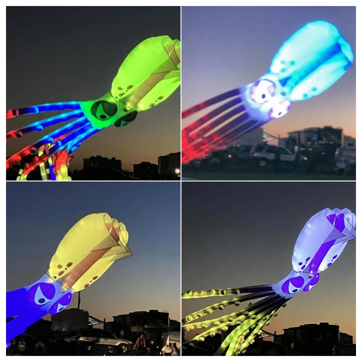 MLS 18m LED octopus Malaosi 30D Ripstop Show kite soft kite big inflatable kite night flying kites with lights for adult