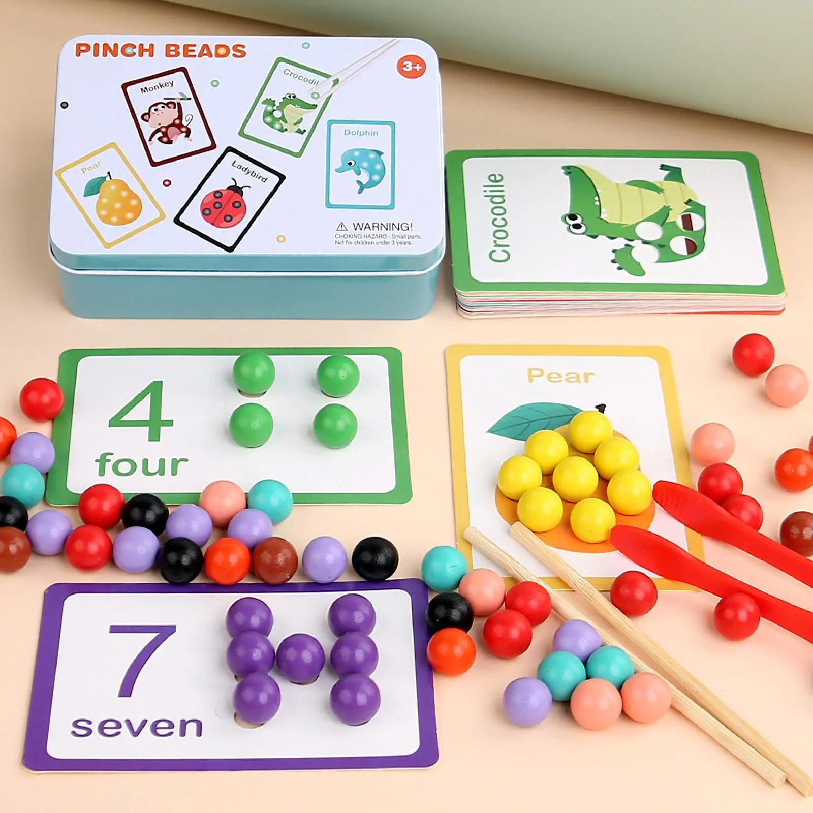 Clip Bead Matching Game Kleursorteerspeelgoed voor kinderen, jongens en meisjes, thuisschool