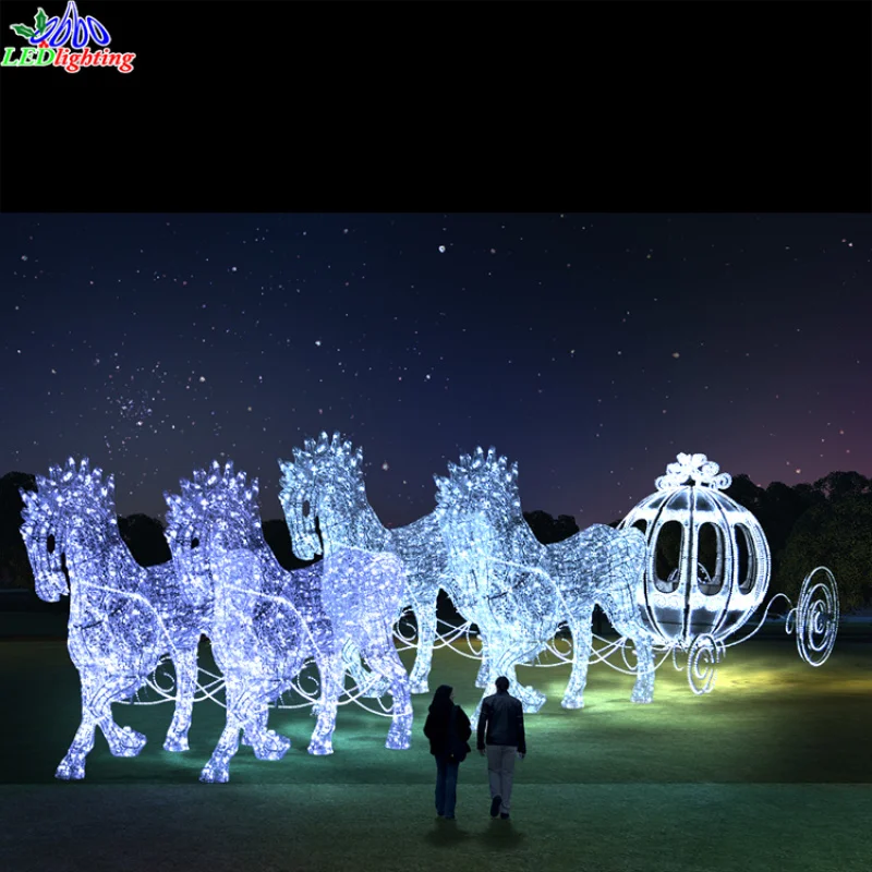 

custom.3d Horse-drawn carriages Outdoor Festive Across Street LED Decoration led Motif Lights