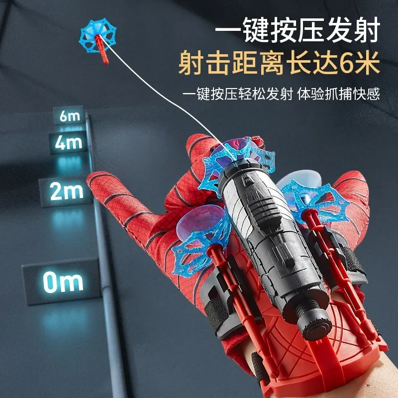 Disney Spidermans Action Figure Glove Launcher Set Anime Cosplay Hero Boy Soft Bullet Launchable Squirt Toys Kids Birthday Gifts