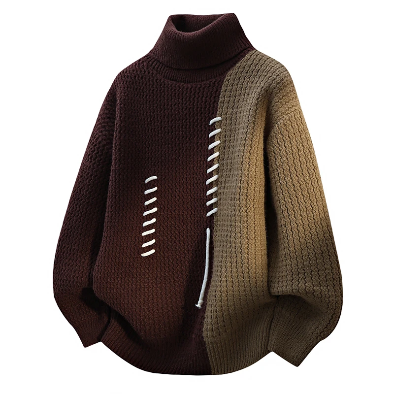 الياقة المدورة سترة الرجال النساء الخريف الشتاء Vintage الربط الألوان البلوفرات موضة البلوزات غير رسمية فضفاضة الرجال تريكو البلوز