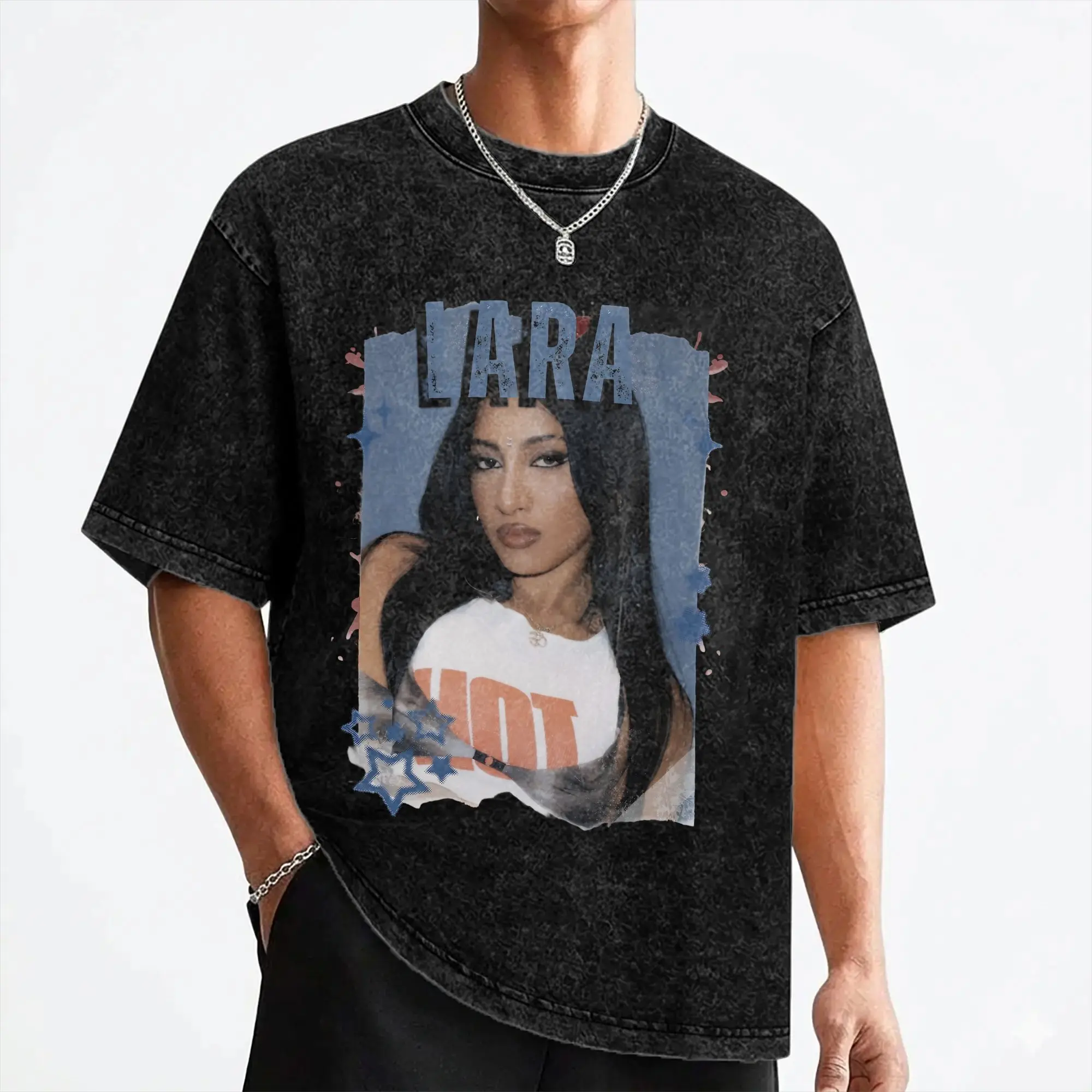 Lara Katseyes Kpop Girl Group T Shirts Washed Short Sleeve Oversize T-Shirts  Vintage Men Women Streetwear Graphic Printed Tees