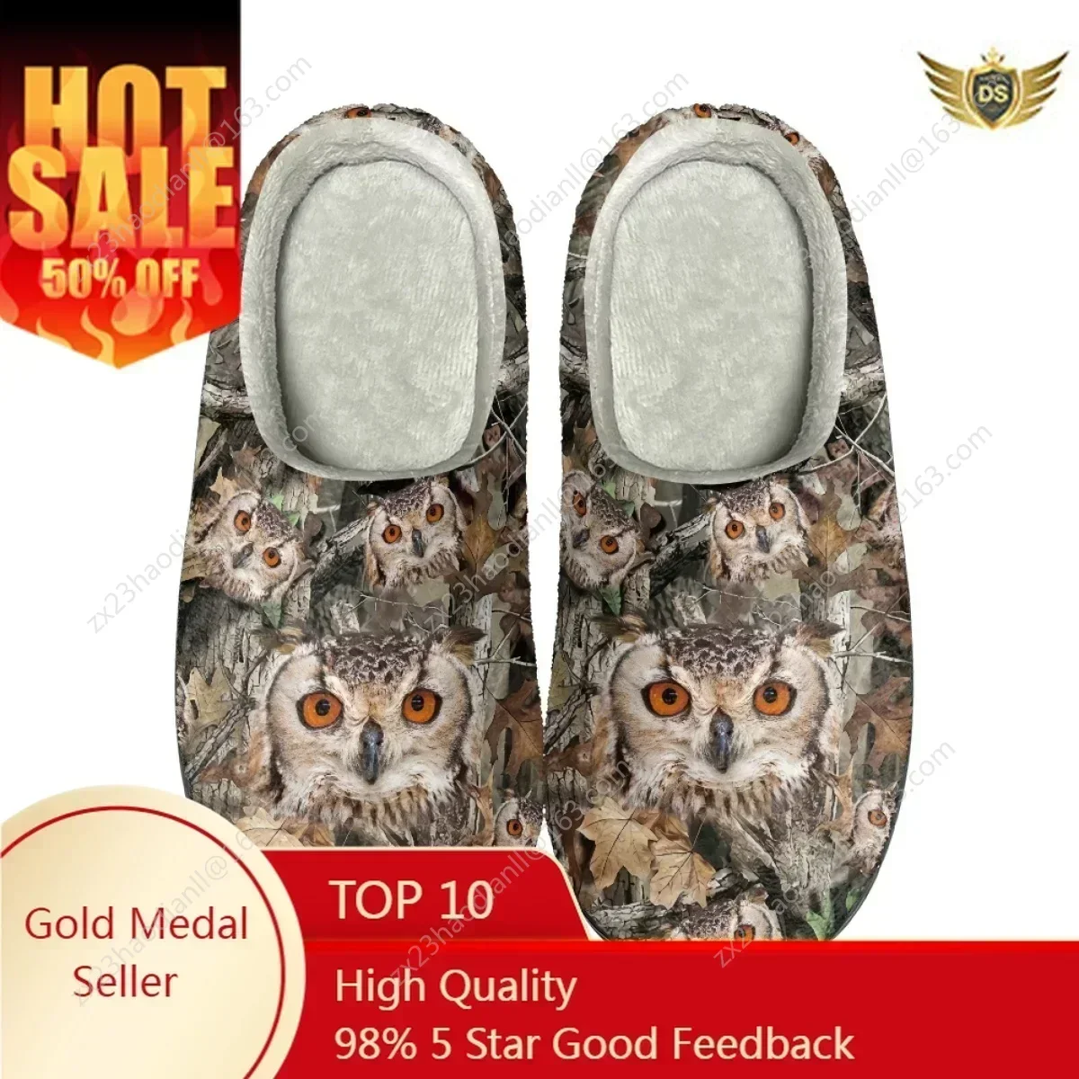 Fashion Owl Design Winter Cozy Female's Slippers Casual House Flats Cotton Slippers Drop Ship Non-slip Women Floor Shoes Zapatos