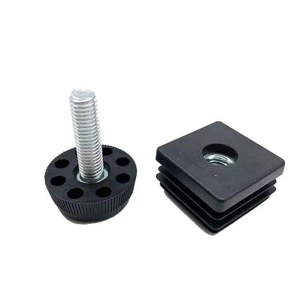 4Pcs Platz Einstellbar Fuß Matten Mit M8 Muttern Rohr Stecker Rechteck Möbel Rohr Abdeckung Tisch Stuhl Bein Erhöhung Füße pads