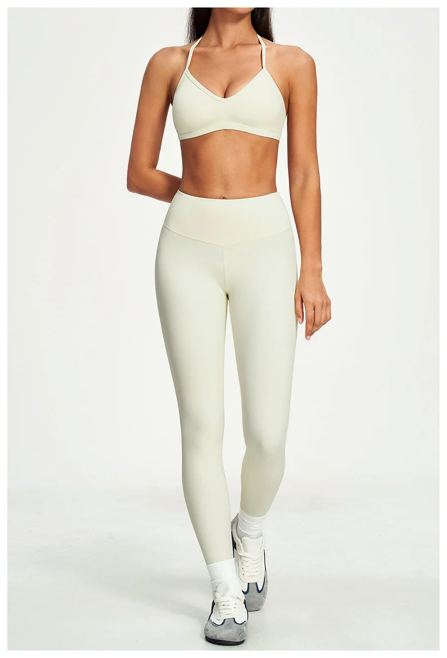 Yoga-Set 2-teilig Damen Fitness Sportbekleidung Naked Feel Sport-BH Gym Laufhose Po-Formende Leggings Workout-Outfit Activewear – Detail 17