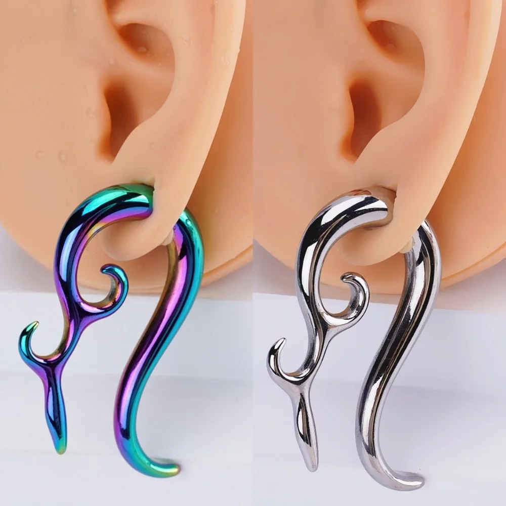 2pc Stainless Steel Integrated Shaped Ear Heavy Hand Polished Ear Hanging Ear Expanded Solid Auricle Jewelry