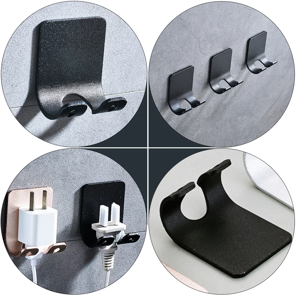 

4 Pcs Black Wall Hooks for Kitchen Bathroom Razor Holder Hanger Storage Hook Modern Practical Home Decor