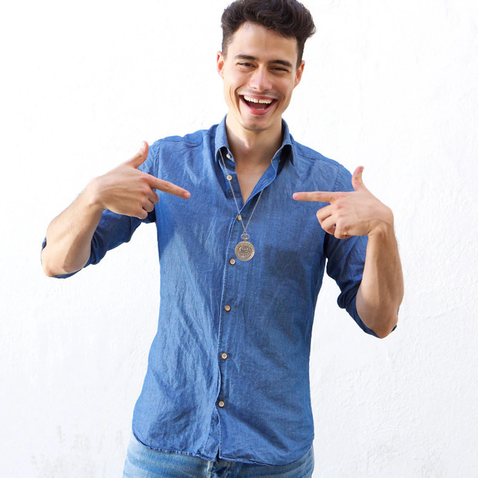 

1pc Vintage Rose Flower Pattern Pocket Watch Titanium Hanging Necklace Watch Style Unisex Quartz Movement Clothing