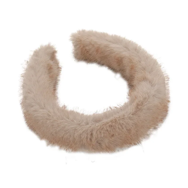 Retro Imitation Mink Down Headbands New Fashion Furry Wide Hairband Womans Temperament Hair Hoop Lady Party Hair Decoration Gift