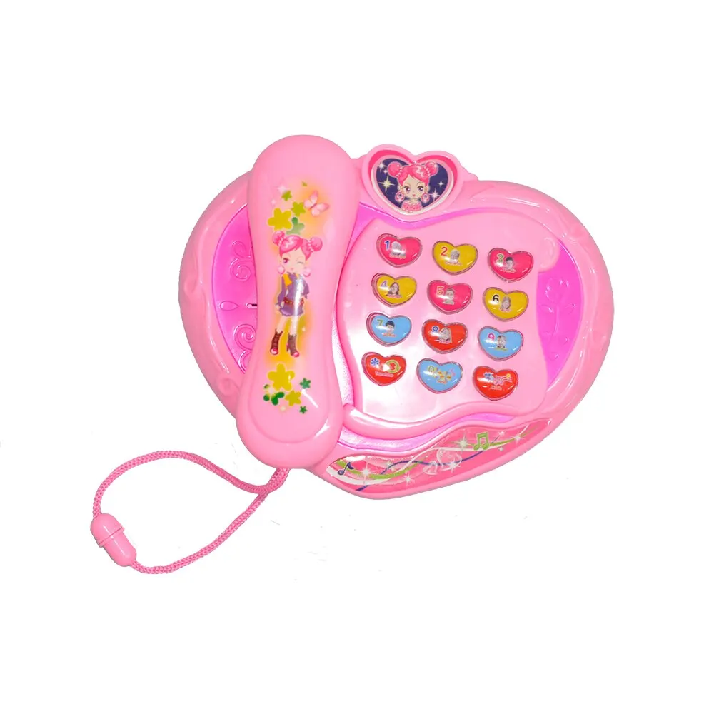 Pink Peach Heart Girl Cute Cartoon Kids Simulation Mobile Phone Toys Early Education Music Toys Kids Gifts