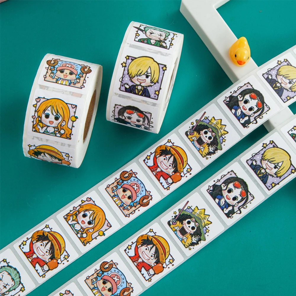 500PCS/Rolle Anime One Piece Moving Diffuse Aufkleber Manuelle Dekorative Materialien Umschlag Belohnung Abdichtung Aufkleber Papier Kawaii Geschenk