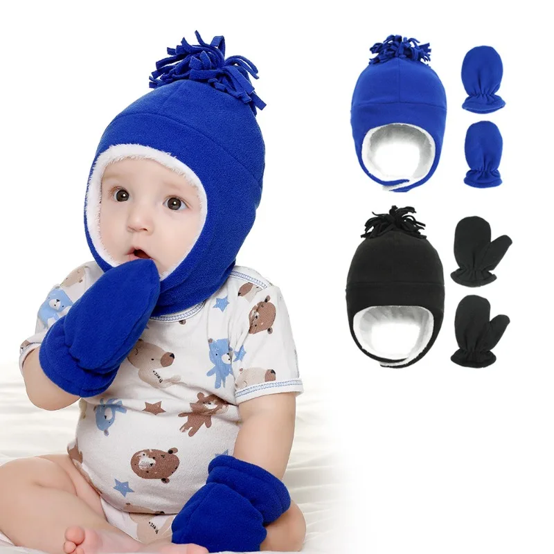 Children's Hat Autumn and Winter New Set Polar Fleece Warm Children's Plus Fleece Ear Protection Outdoor Boy Hat