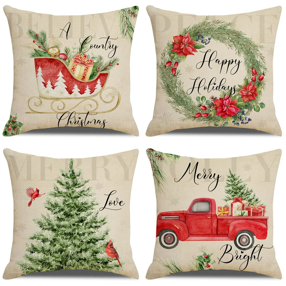 

Christmas Decor Cushion Cover 45*45 cm Pillowcase Home Office Decoration Sofa Cushions Pillow Cases Cotton Linen Pillow Covers