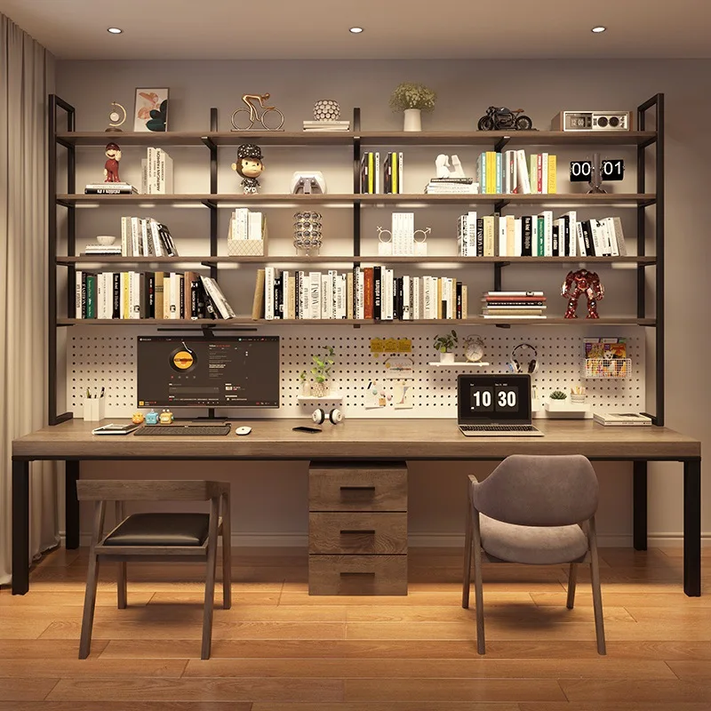 

Стол из массива дерева, книжная полка, встроенный комбинированный книжный шкаф, домашний компьютерный стол, студенческий двойной письменный стол, перфорированная доска