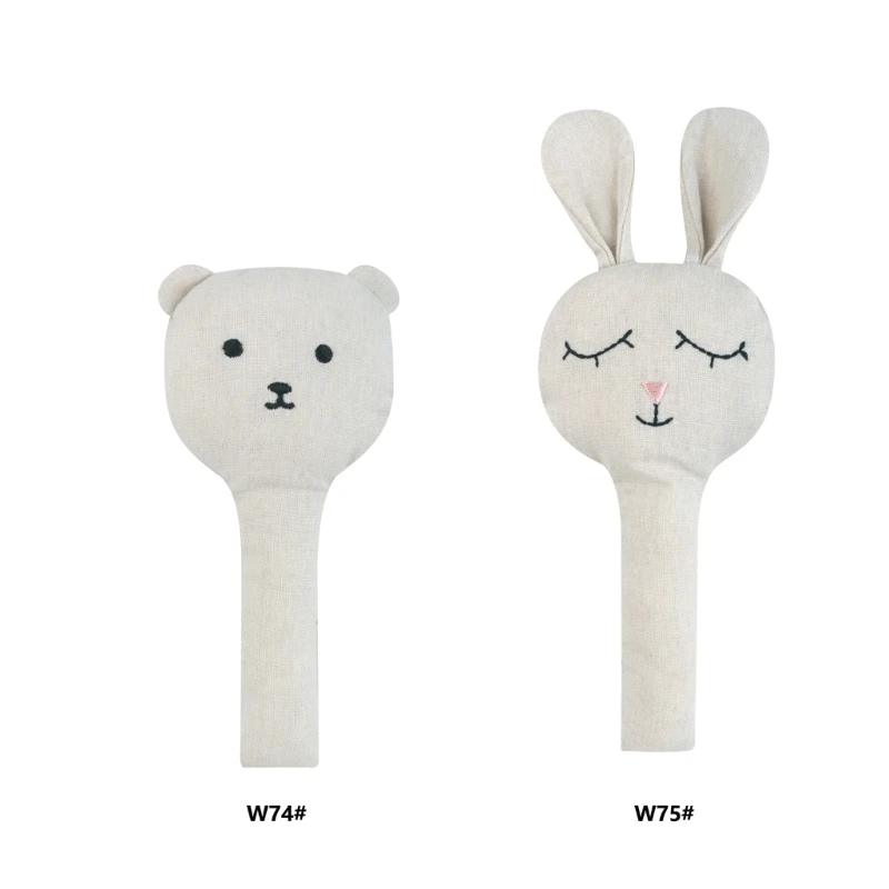 B2EB Newborn Rattle HandBell Cotton Bear/Rabbit Baby Teether Toy Hand Grab Molar Rod Rattle Soother Toy Infant Chewing Gift