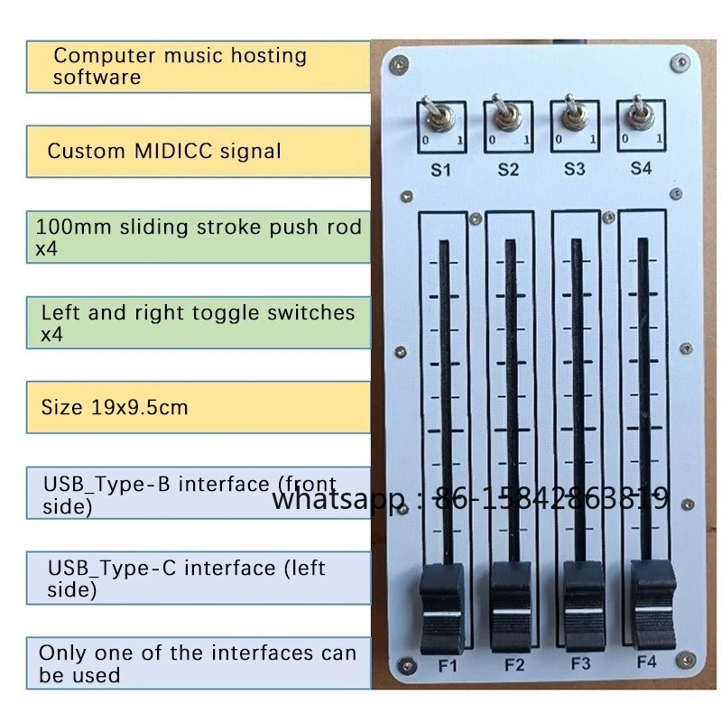 Controller 4 Push 4 Switch 100mm Sliding Fader USB Interface For Computer Music Hosting Software