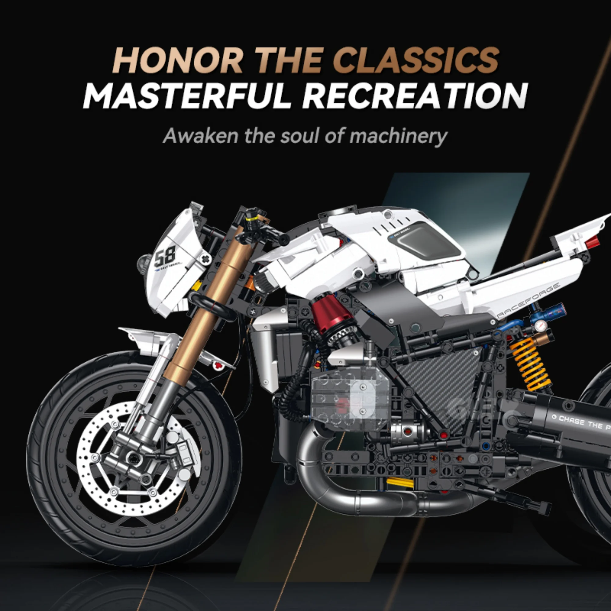 1828pcs R1200 RLC Motorcycle Building Block City Moto Racer 1:5 Technical Speed Sports Motorbike Bricks Toys for Adults Gifts