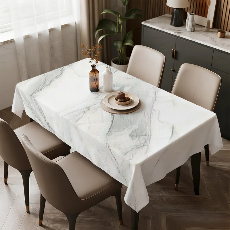 One elegant marble tablecloth - modern grey marble texture, machine washable table cover, suitable for the dining tablezyc