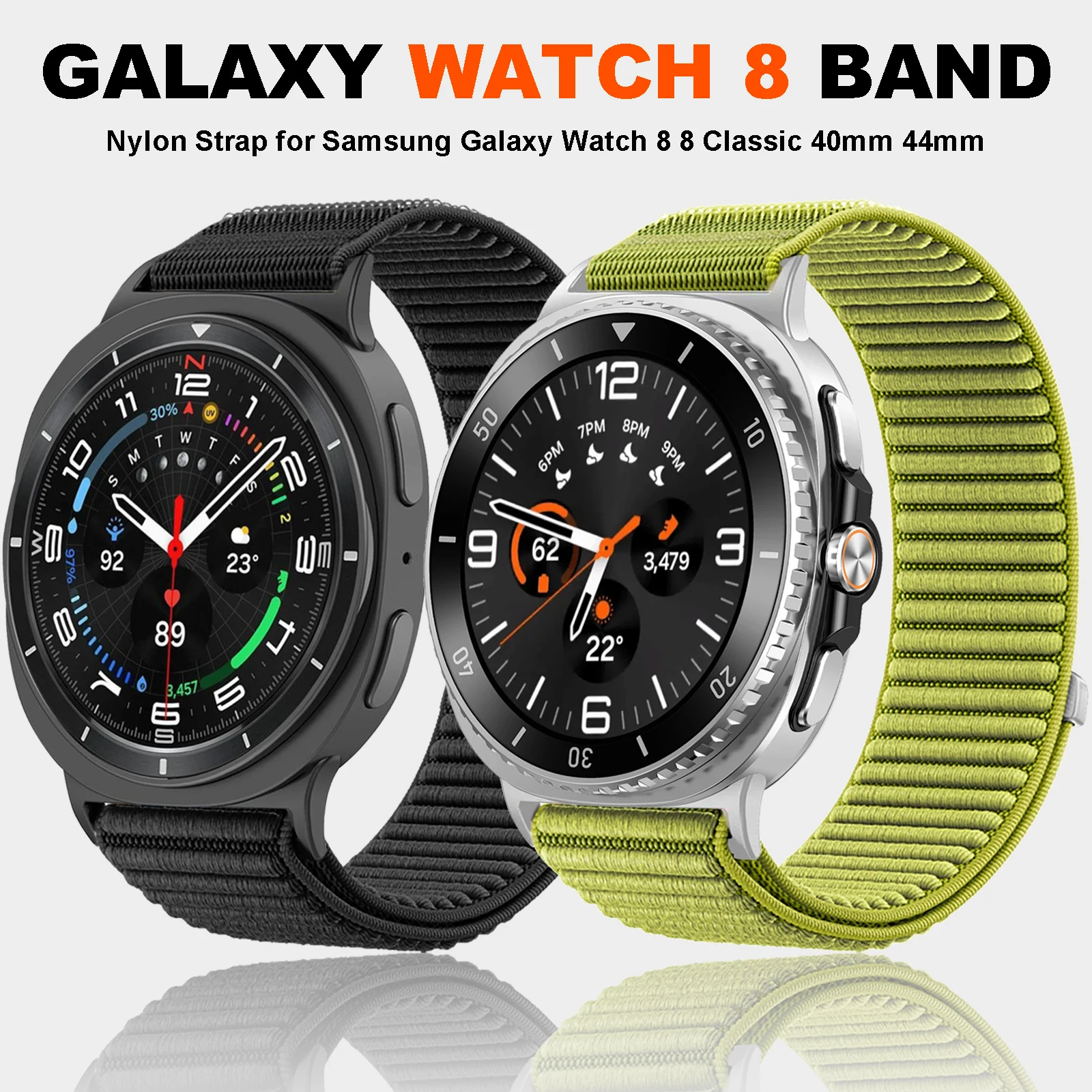 

Nylon Strap for Samsung Galaxy Watch 8 44mm Classic Adjustable Replacement Bracelet for Watch 8 Classic 44/40mm Band Accessories