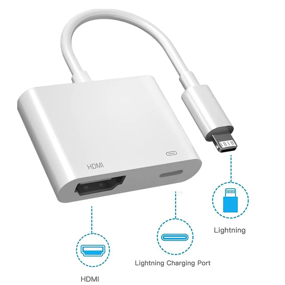 Lightning to HDMI Adapters 1080P Digital AV Adapter Screen Converter Cable For iPhone 14 13 12 11 iPad to HDTV Projector Monitor