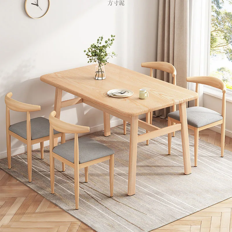 

Minimalist Modern Wood Color Dining Table Set 4 Chairs For 4 People Kitcjen Table Comedores De 4 Sillas Dining Room Set