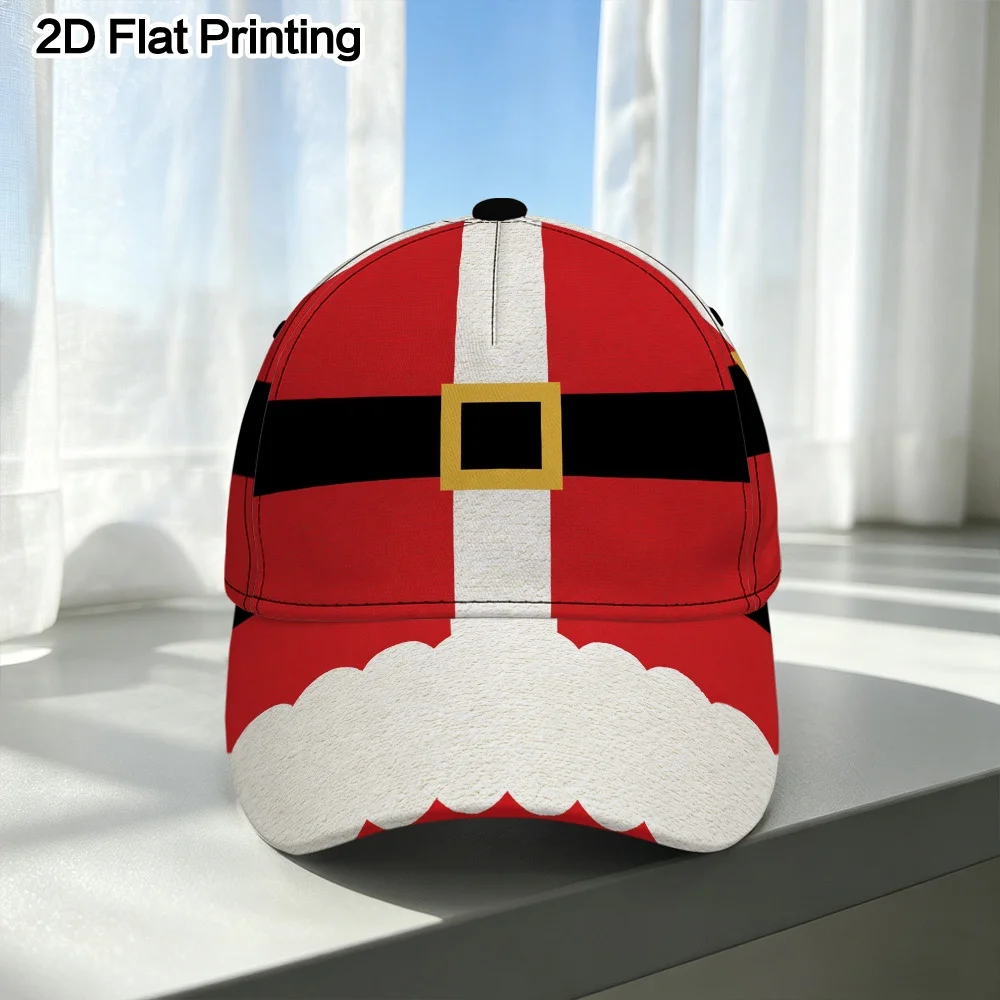 Christmas Santa Suit Design Printed Classic Baseball Cap Classic Duckbill Hat Adjustable Design Lightweight Polyester Material