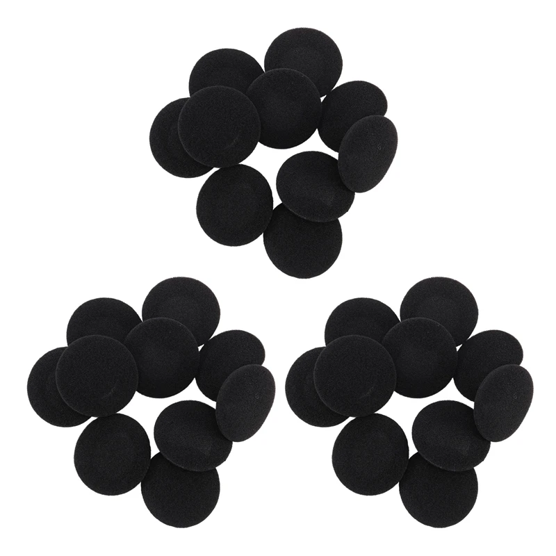 30 Pcs Sponges Protective Measures Soft Black Ear Cover Cushion For Headphone 5Cm