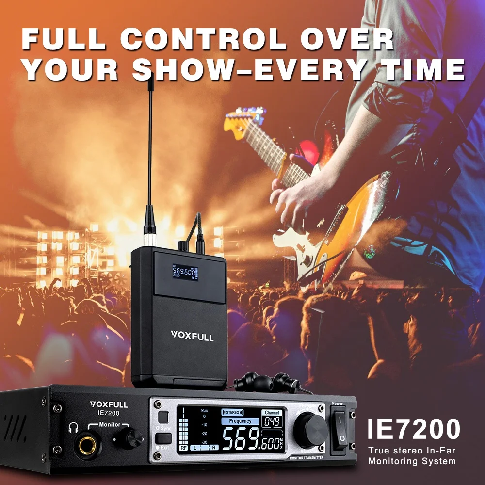Voxfull IE7200 고품질 전문가용 IEM 스테레오 모니터 시스템, 무선 인이어 모니터 (보컬용)