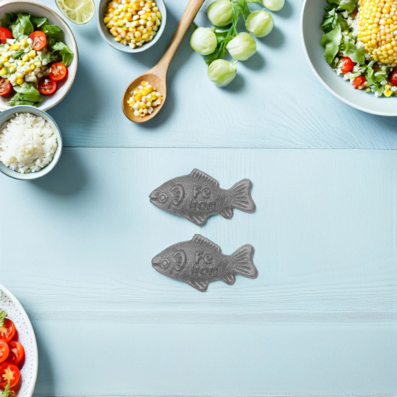 2 Pcs Anemia Iron Tool Deficiency Solution Healthy Cooking Silver Food Fish Boost for Sports Athlete Supplement