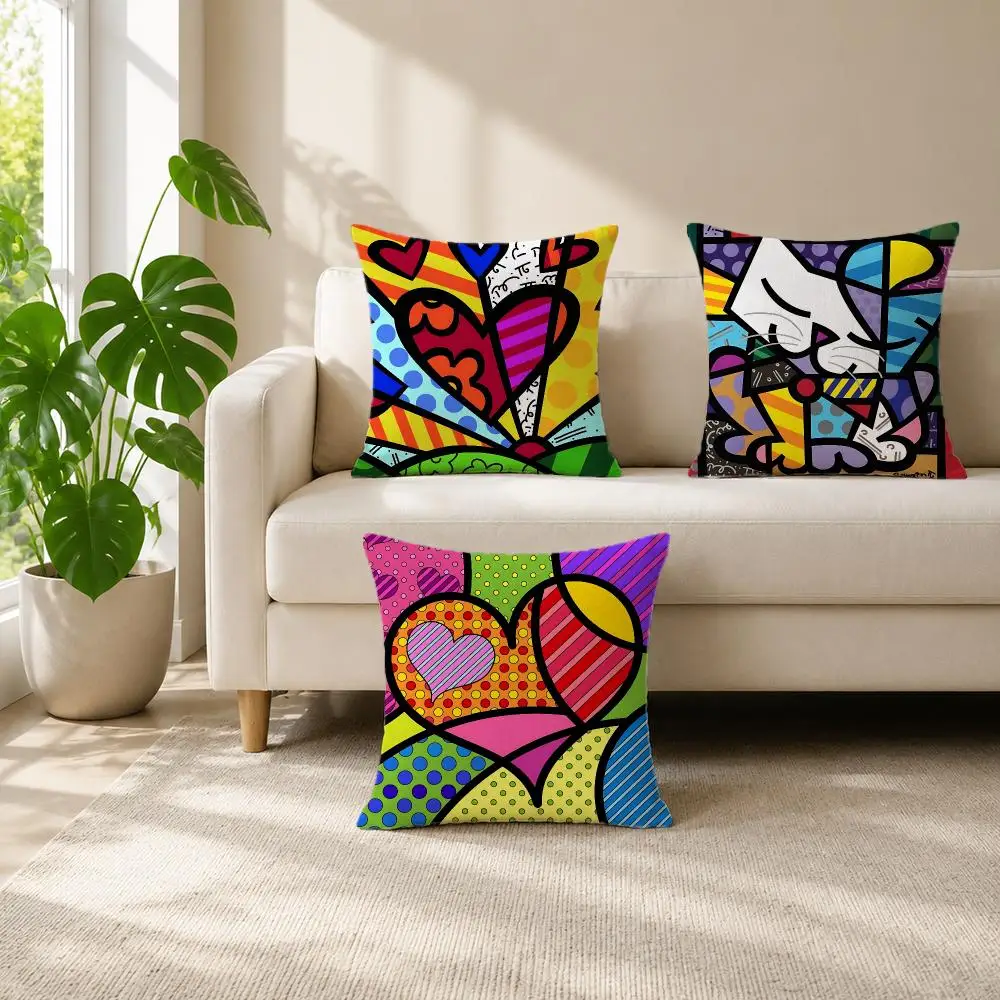 popular Romero Britto Cushion Cover Cushion Cover Set  50x50 45x45 40x40 Pillowcase Decorative Sofa Home Decor