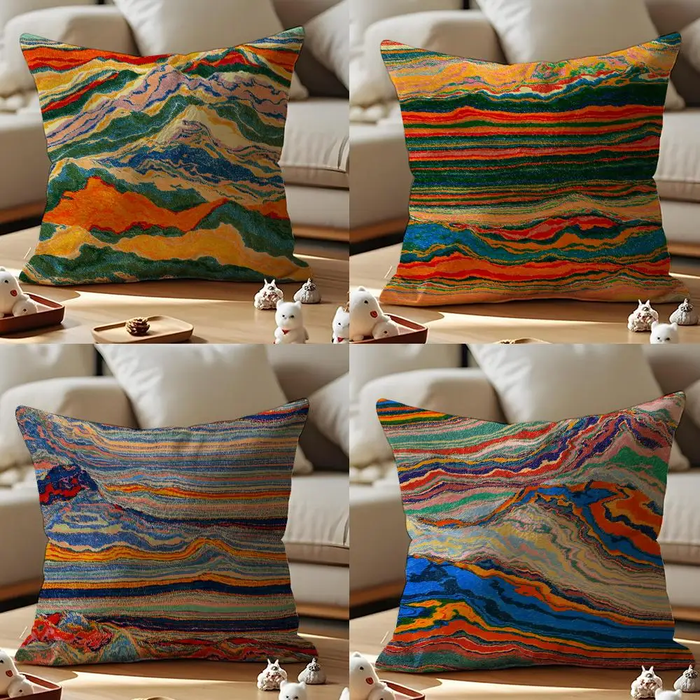 ART Meridian By Cushion Cover Anti-dustmite Pillowcase Invisible Zipper Silky Short Plush Sofa Cushion Cover