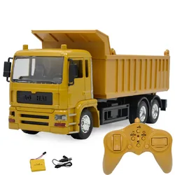 1:24 Remote Control Construction Dump Truck Toy 2.4G RC Bulldozer 4 Wheel Driver Mine Construction Alloy Metal Vehicle Truck