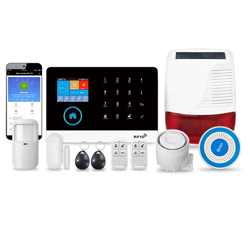 Doorbell+auto dial intercom+RFID access integrated home secure gsm alarm wireless alarm WIFI 4G App