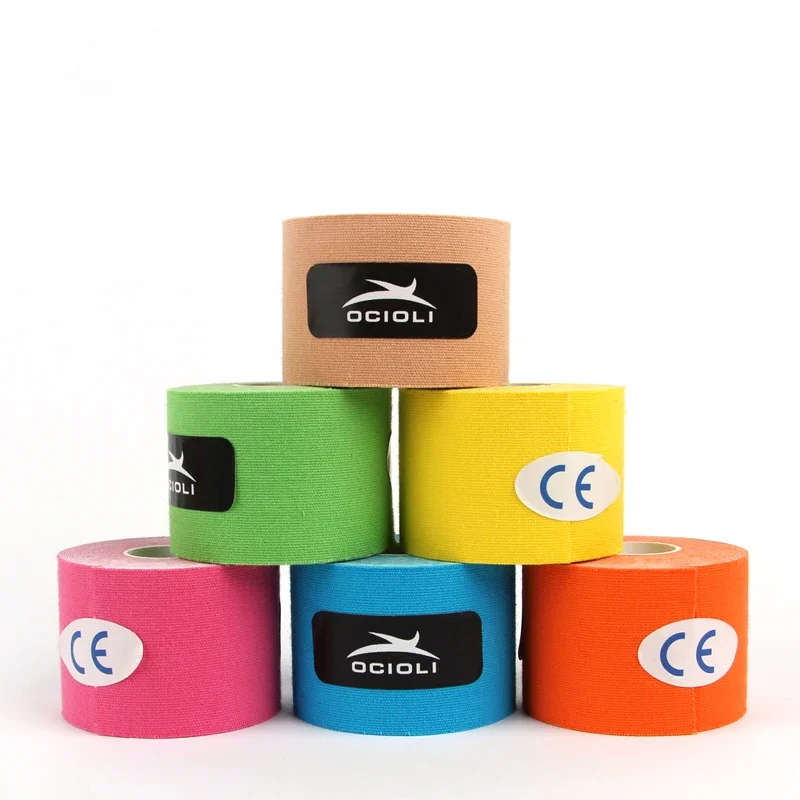 5 Pieces 5mx5cm Kinesiology Tape Sports Safety Tape Bandage Strain Injury Support Waterproof Elastic Physio Kinesiotape Patch