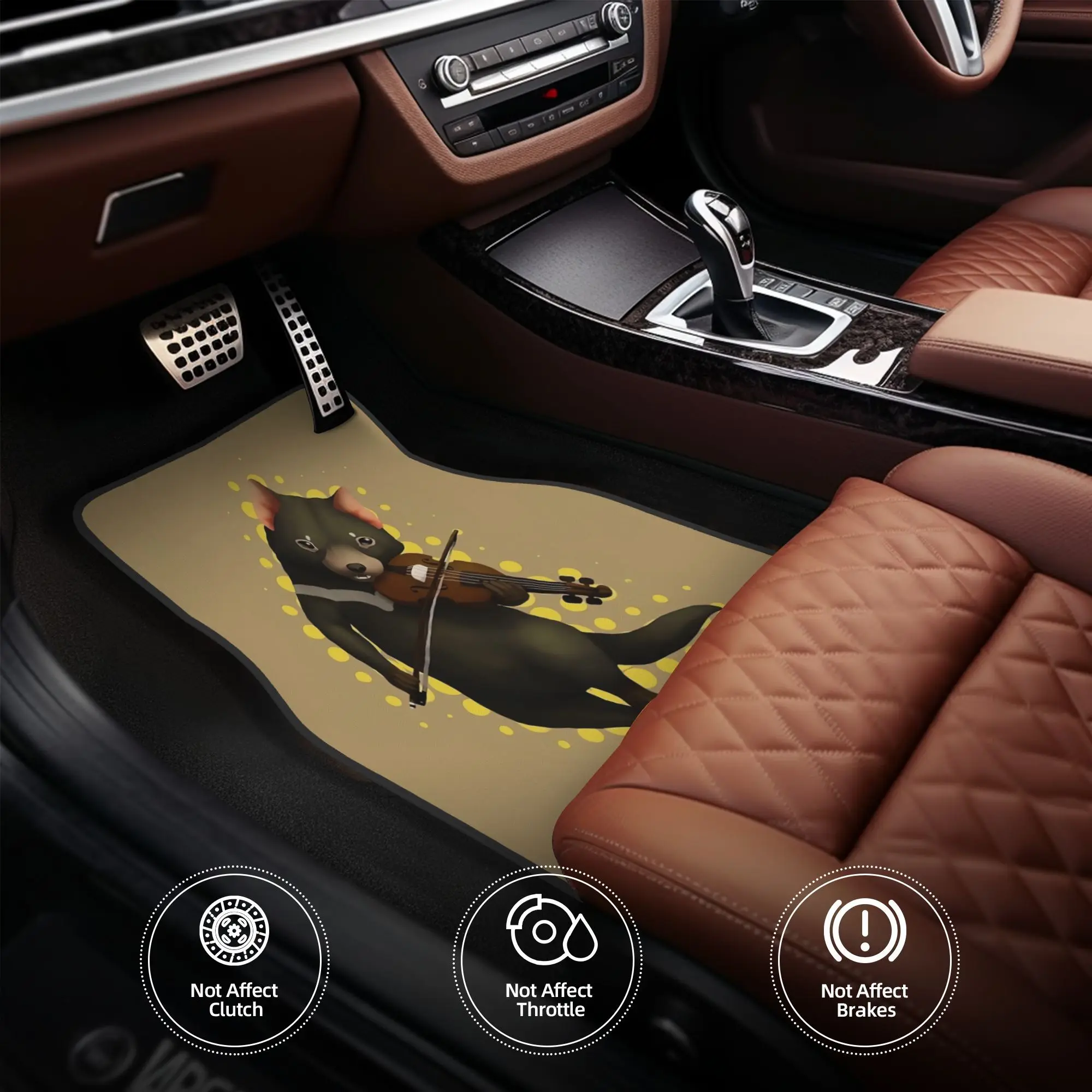 4pcs Devil Went Down To Georgia Car Floor Mats - Durable Polyester Fiber, Fit For Cars, Playful Design With Devil & Guitar Graph
