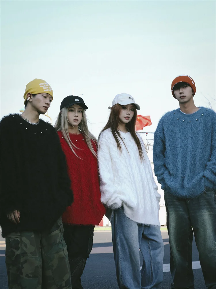 

Autumn Winter Thiened round Ne Knitwear Men's Loose Casual Sle Korean Aosphere Sensation Couple Matching Sweater