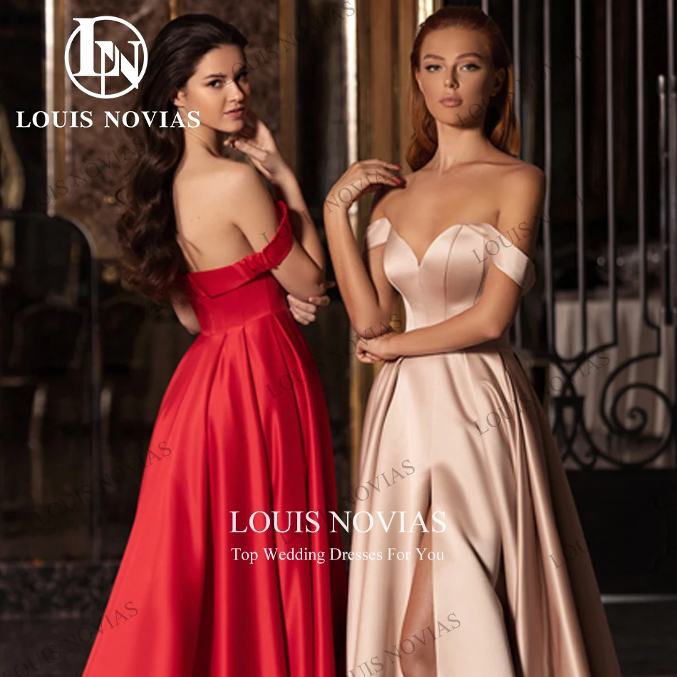 LOUIS NOVIAS Charming Evening Dresses 2022 Women Exquisite Off the Shoulder Party Dresses Vintage Thigh Split Vestidos De Noche