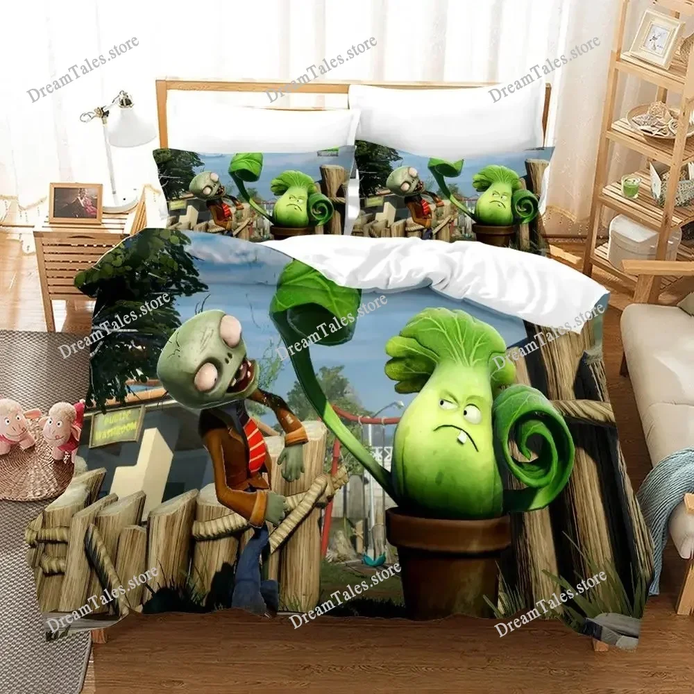

New Plant Zombie Bedding Set Single Twin Full Queen King Size Bed Set Adult Kid Bedroom Duvet Cover Sets 3D Print Game Anime