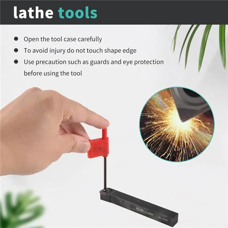 BAAJ-SCLCR1212H09 Holder Lathe Tool Cutter With 10Pcs CCMT09T304-PM Blades Insert CNC 100Mm