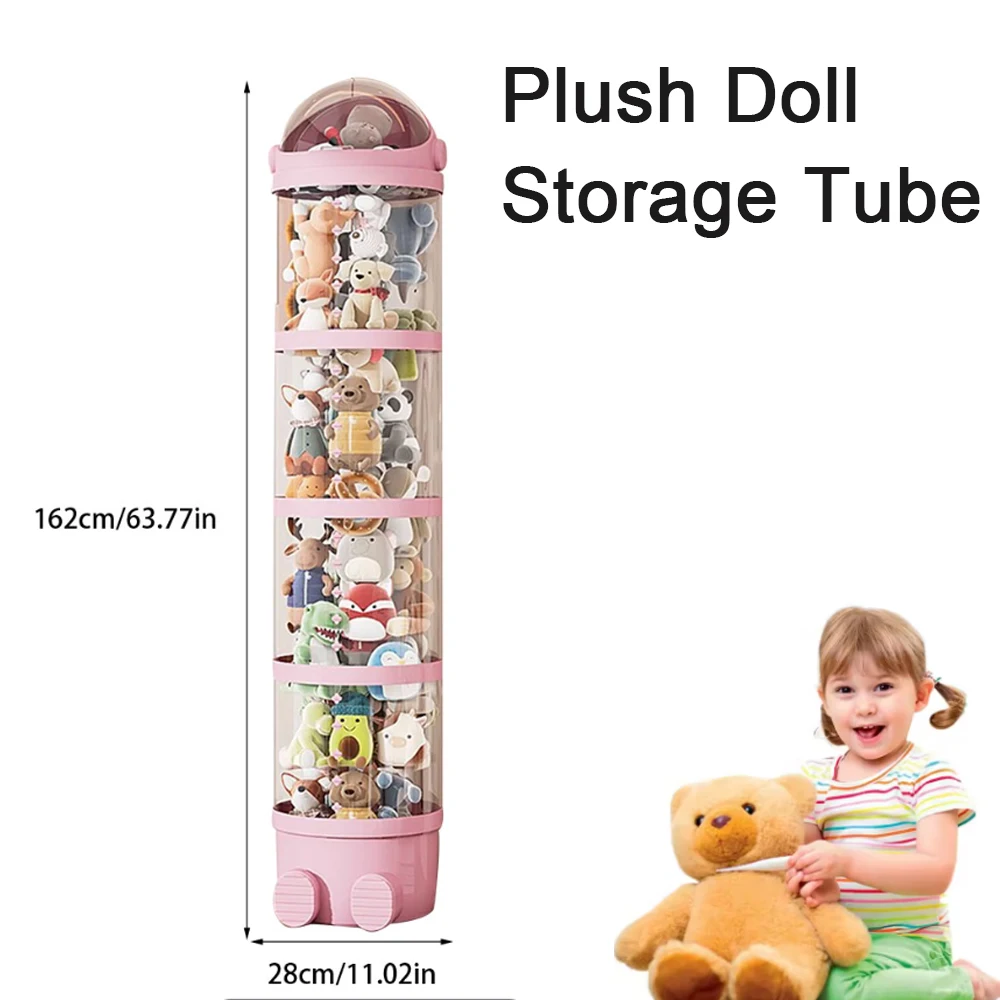 

Plush Doll Storage Tube 4layer Stuffed Animal Storage Toy Display Transparent Stuffed Doll Storage Bucket Organizer Living Room