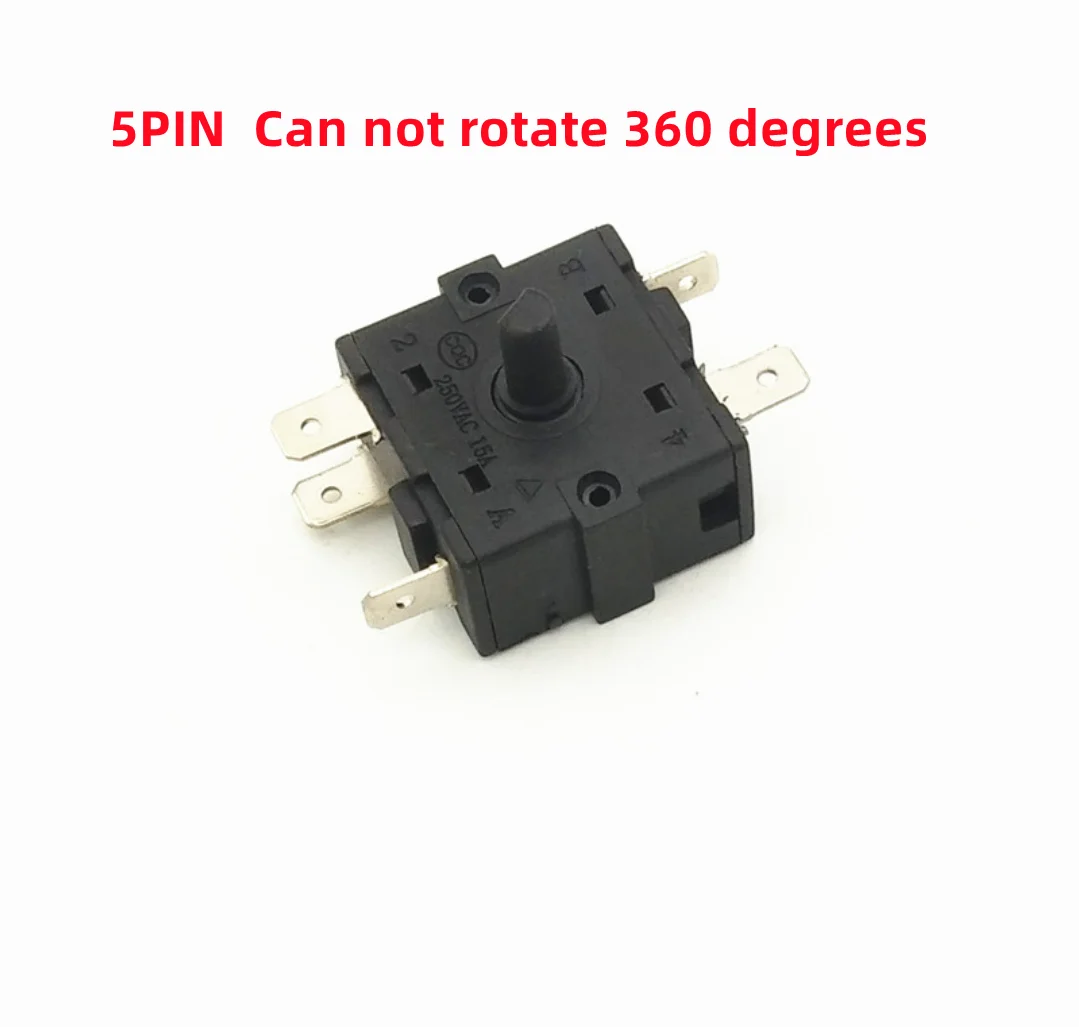 Electric Room Heater 3 Position 2Position 3 Pin 5Pin Rotary Switch Selector AC 250V 16A 360 degree rotation